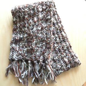 Chunky Oatmeal Beige Knit Scarf